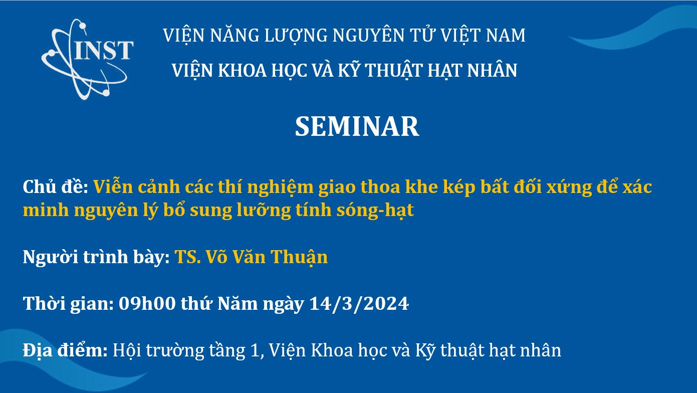 Hội thảo khoa học “Viễn cảnh các thí nghiệm giao thoa khe kép bất đối xứng để xác minh nguyên lý bổ sung lưỡng tính sóng-hạt”